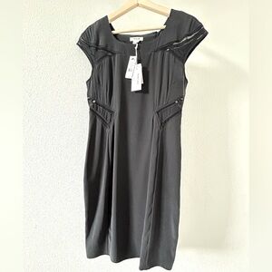 Helmut Lang Black Capped Sleeve Midi Dress